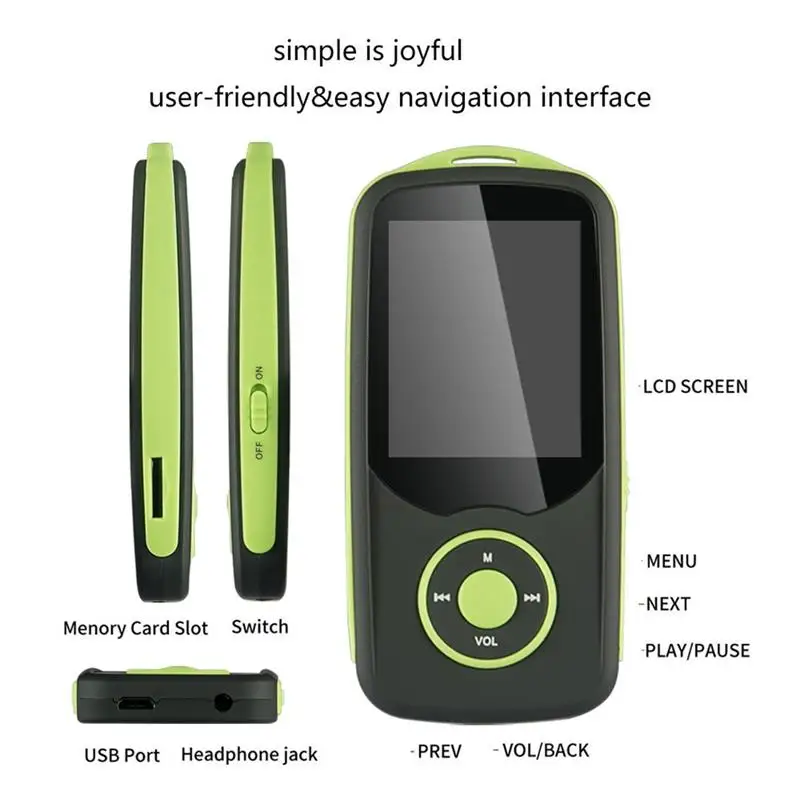 Ruidu X06 Bluetooth 4 0 MP3 плеер 16 Гб спортивный с 1 8 дюймовым цветным меню экран Высокое