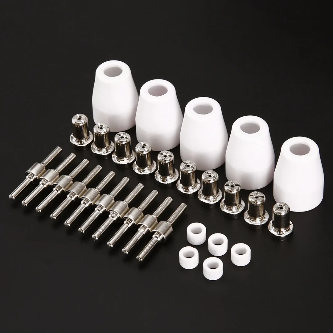 30pcs LG-40 PT-31 Plasma Cutter Torch Consumables Extended Nickel-Plated Electrodes Nozzles For CUT40 312 Plasma Cutting Machine