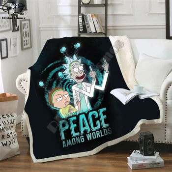 

Plstar Cosmos Cartoon Rick and Morty funny character Blanket 3D print Sherpa Blanket on Bed Home Textiles Dreamlike style-10
