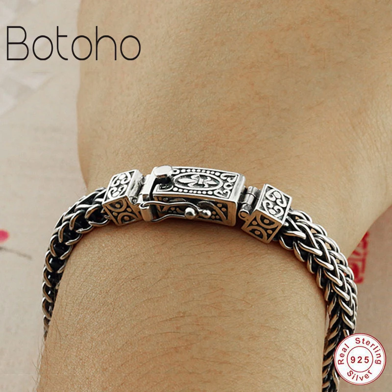 Браслет из стерлингового серебра 925 пробы, якорь 8 мм, Классическая кабельная цепь, S925 тайский серебряный браслет, женские и мужские ювелирные изделия, браслет-цепочка