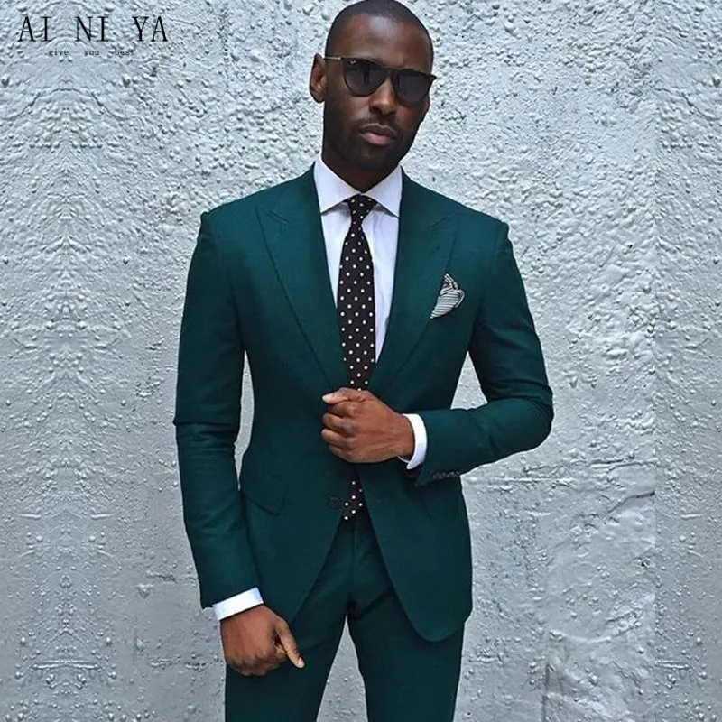 Fashionable men's suits New Dark Green Men Suits Formal