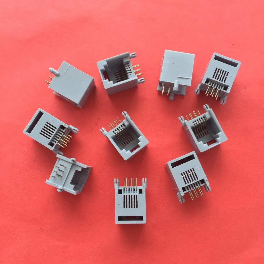 

10PCS/Lot YT2038 RJ12 RJ11 Socket Telephone 90 Degrees 6Pin Crystal Female 6P6C Socket Free Shipping