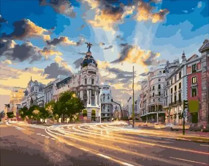 Madrid city Landscape DIY Digital Painting By Numbers Modern Wall Art Canvas Painting Unique Gift For Home Decor 40x50cm