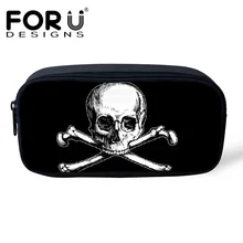 FORUDESIGNS Personnaliser Femmes Make Up Sacs Filles Sacs À Cosmétiques Cool Crâne Impression Enfants Crayon Sacs Grands Garçons Porte-Crayon Enfant