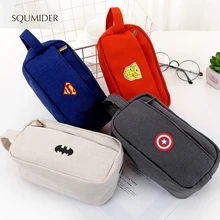 SQUMIDER super-héros toile porte-crayon créatif grande capacité côté ouvert fermeture éclair crayon sac école papeterie