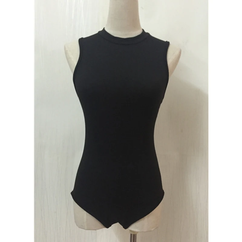 Summer New Women Bodysuits Black Sleeveless O Neck Bodycon Jumpsuit Classic Base Slim Tops Women's Clothing New Fashion Style5