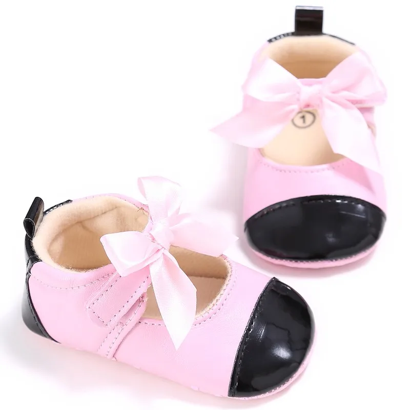 Шить Цвет бантом Нескользящие мягкая подошва Спортивная обувь 0-18 м для Обувь для девочек Обувь для младенцев из искусственной кожи m2