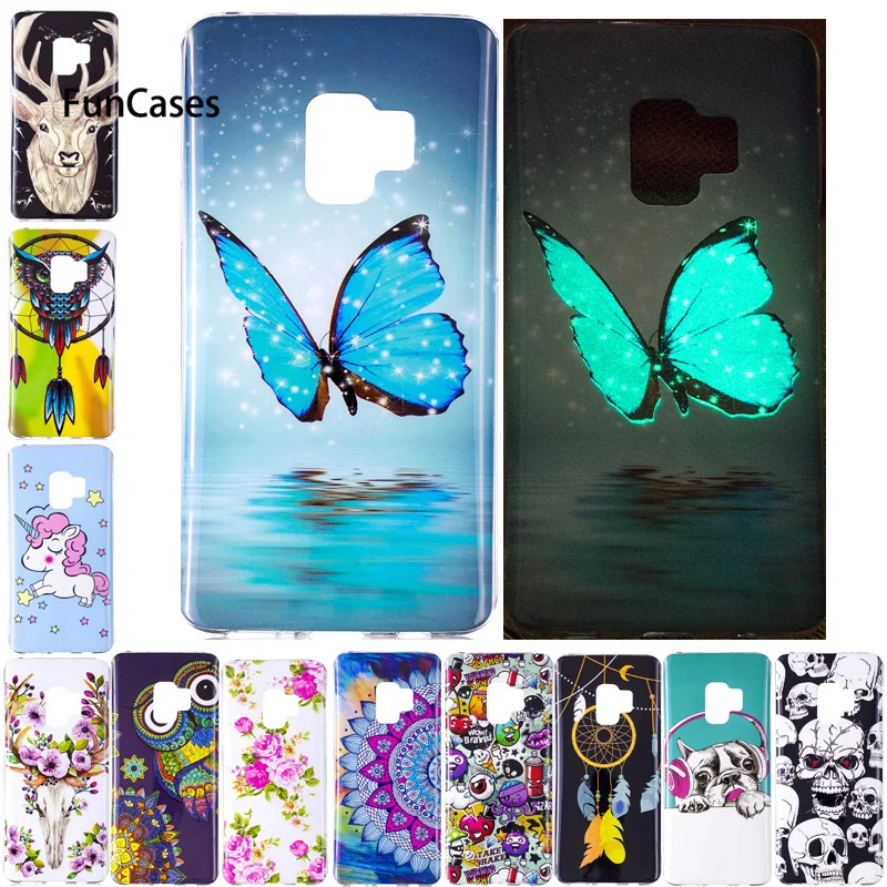 Светящийся чехол для coque samsung Galaxy S9 плюс + силиконовый S 9 Серебристые блеск крышка