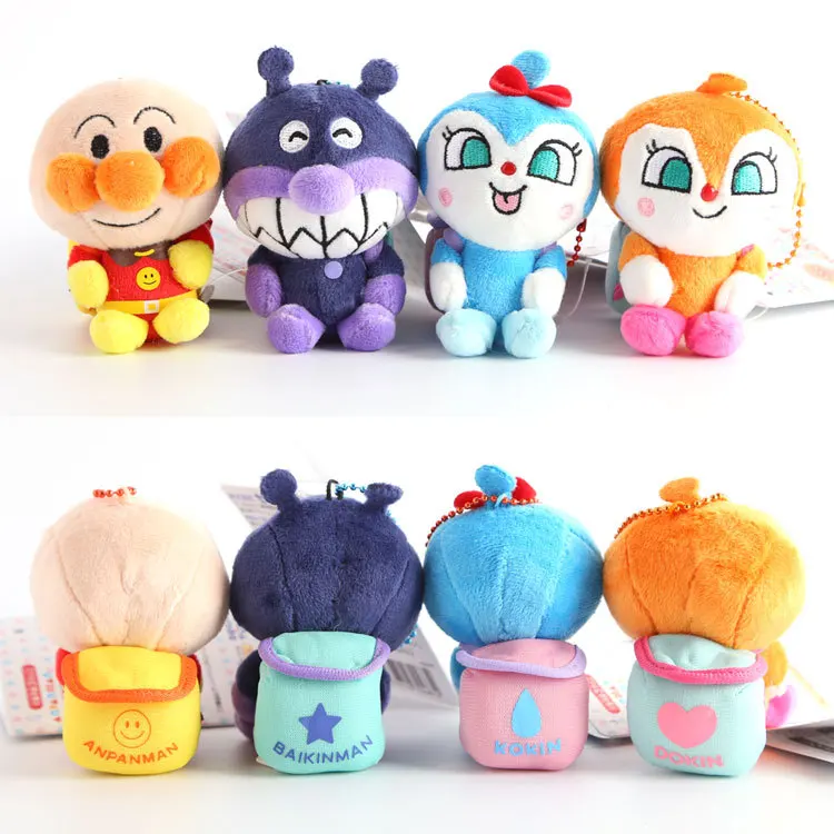Kawaii Cartoon Mini Japan Anpanman Bread Superman Bacteria Boy Plush Package Doll Pendant For Children Gift