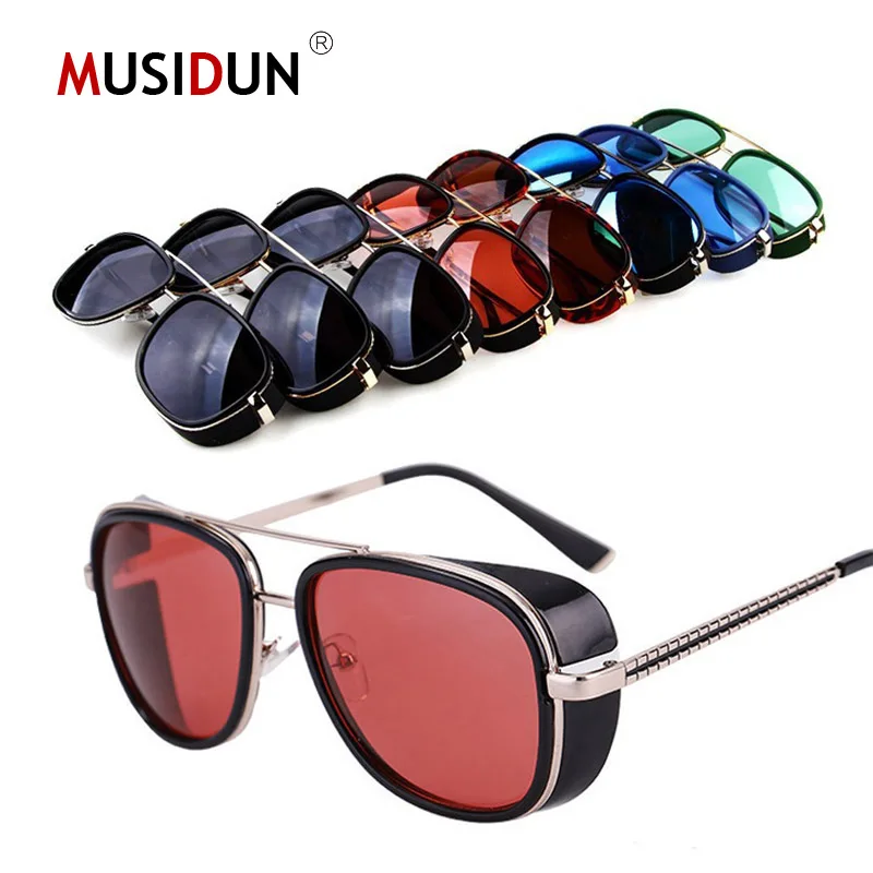 

3 Matsuda Sunglasses Tony Stark Iron Man Brand Fashion Cat Eye Punk Sun Glasses Vintage amjune Iron male Steampunk Eyewear Q111