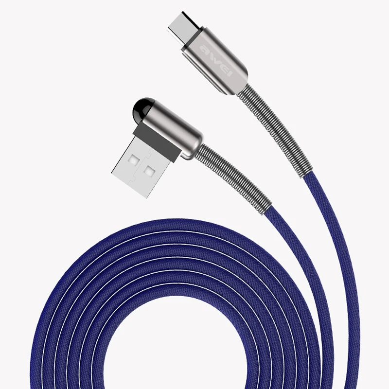 

Awei mobile phone data line 2.4A safe and fast mobile phone Fiber woven Type-C charging line quick charging line