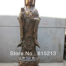 Bi00111 5" Тибет Буддизм Бронзовый перегородчатой эмали Доброту Бодхисаттва Гуань инь Статуя