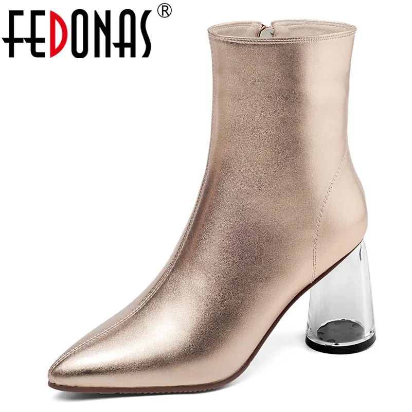 

FEDONAS Brand Autumn Winter Warm Quality Genuine Leather Women Ankle Boots Classic Chelsea Boots Dancing Shoes Woman High Heels