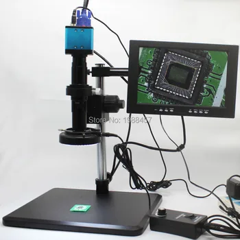 

1080P 2.0MP Industrial Microscope Camera VGA USB AV Three Output 10X-200X C-mount Lens Fine-tuning Bracket 10-inch Monitor