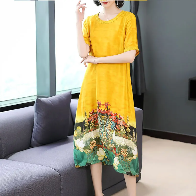 Huifa 2019 Hot Women Casual Summer Dot Printed Sundress Short Sleeve Beach Dress