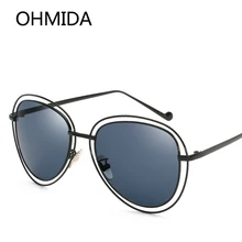 OHMIDA UV400 Aviador de La Vendimia gafas de Sol de Mujer de Marca de Lujo Negro Rosa de Mujer Piloto Gafas de Sol Del Conductor de Metal gafas de sol hombre