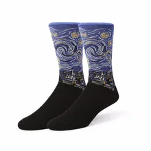 1 пара, Ретро стиль, унисекс, для женщин и мужчин, современный Ренессанс, Ван Гог, звездная ночь, художественная живопись маслом, носки забавная новинка, носки increas XXL