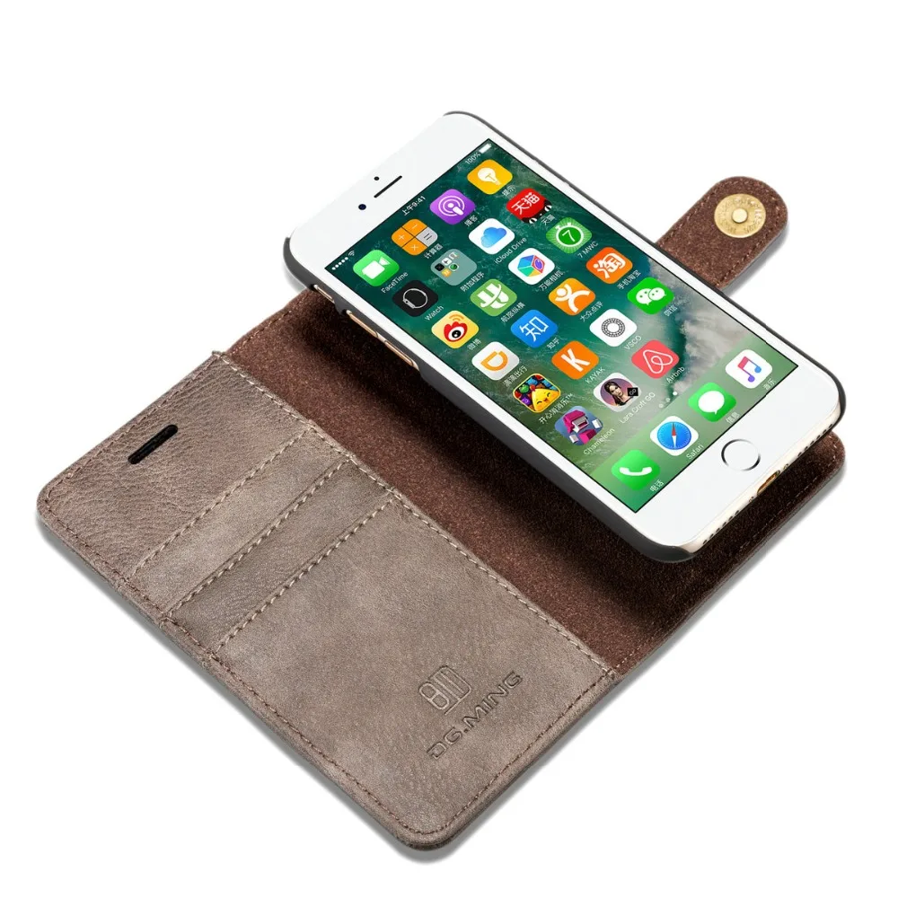 DG Ming Бизнес съемный винтажный кожаный флип-бумажник чехол для iPhone7 4," карты Solt чехол для iphone 8