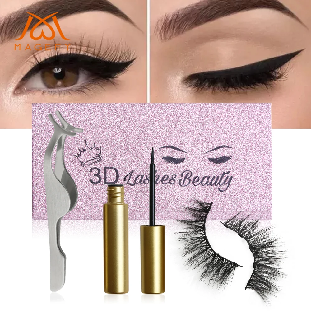 

2019 New Hot Magnetic Liquid Eyeliner & Magnetic False Eyelashes & Tweezer Set Waterproof Long Lasting Eyeliner False Eyelashes