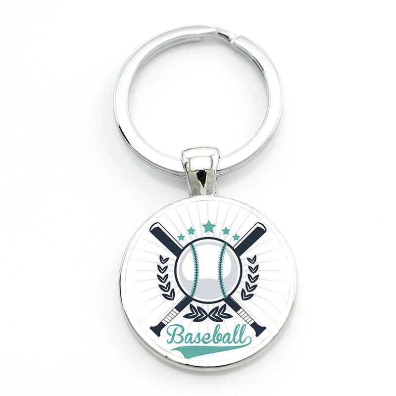 

New Arrival vintage Baseball Sports keychain retro silhouette art baseball player jewelry sportemen key chain ring men SP42