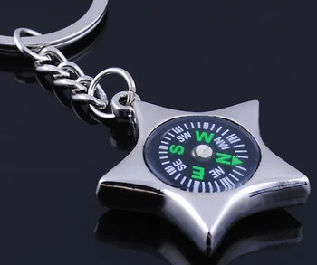 

by DHL or Fedex 1000pcs Compass key chains fashion Personality star pandant silver plated metal KeyChains Newest key ring