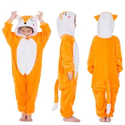 Животного Косплэй лисы костюм ниндзя унисекс с рисунком льва Onesie Девочки Мальчики животных Свободный комбинезон, пижамы, ночное белье