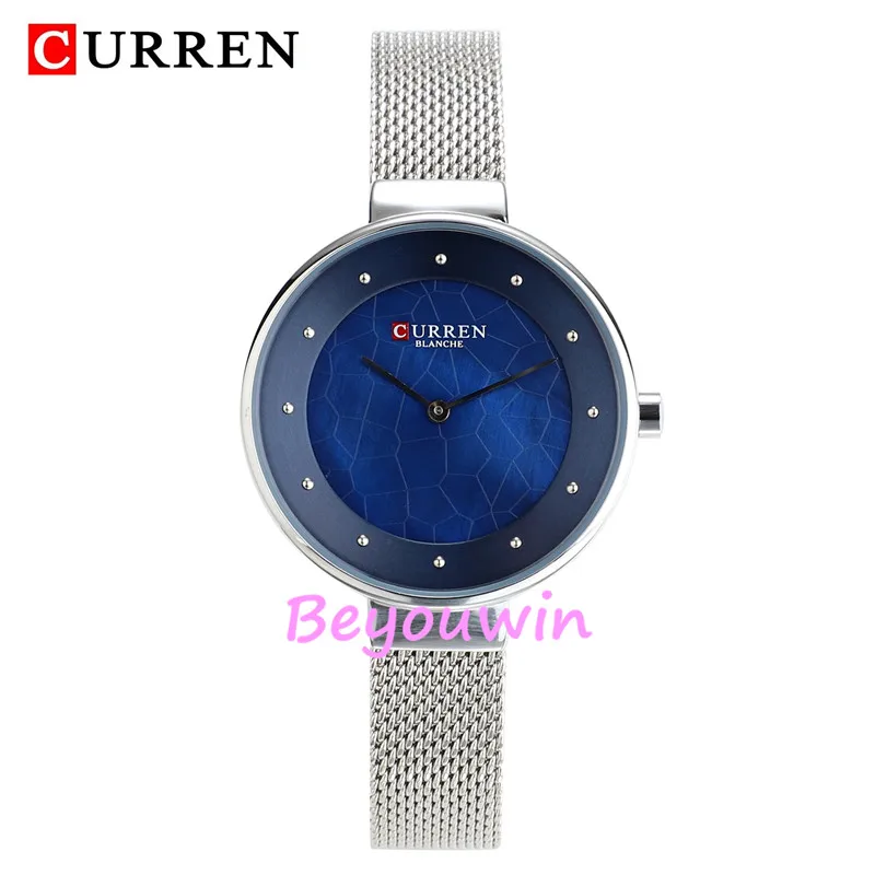 

50pcs/lot curren 9032 luxury lady color dial mesh watch wrap quartz casual high quality watch for women wholesale
