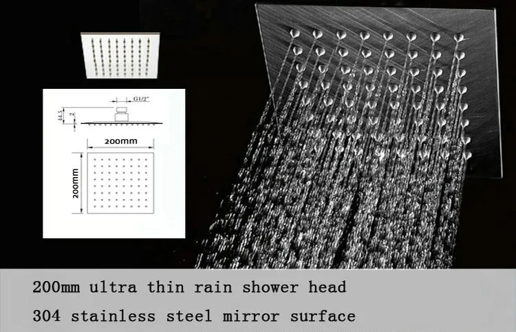 " sus304 квадратная душевая головка ультра тонкая нержавеющая сталь верхний спрей 2 мм Толстая насадка для душа с дождевой насадкой смеситель для душа