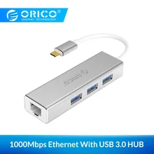 ORICO USB Ethernet type C к RJ45 концентратор Алюминиевый сплав USB 3,0 Ethernet адаптер для ноутбука мобильного телефона