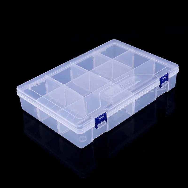 

2019 New 10 Grids Adjustable Transparent Plastic Storage Box for Small Component Jewelry Tool Box Bead Organizer Nail Art Tip