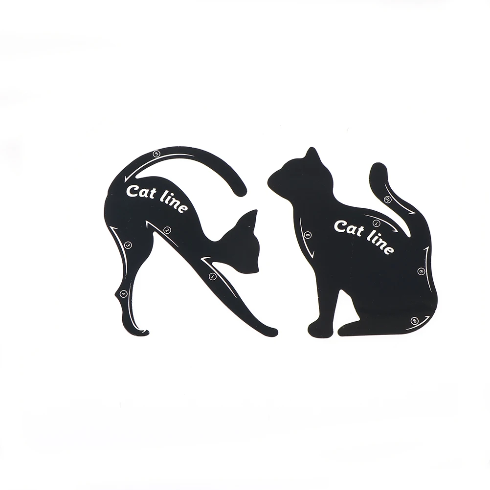 

2pcs/set Cute Cat Eyeliner Stencil kit for eyebrows guide template Maquiagem eye shadow frames card makeup tools