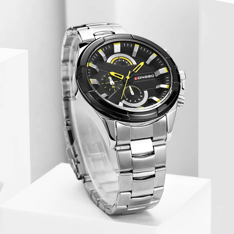 LONGBO 2020 Fashion Military Men Wristwatch Luxury Casual Stainless Steel Band Sports Watches Dynam