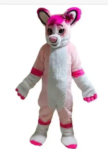 Pink Husky Card Mascots Costume Adult Mascots Costume Fancy Dress Gift A+++