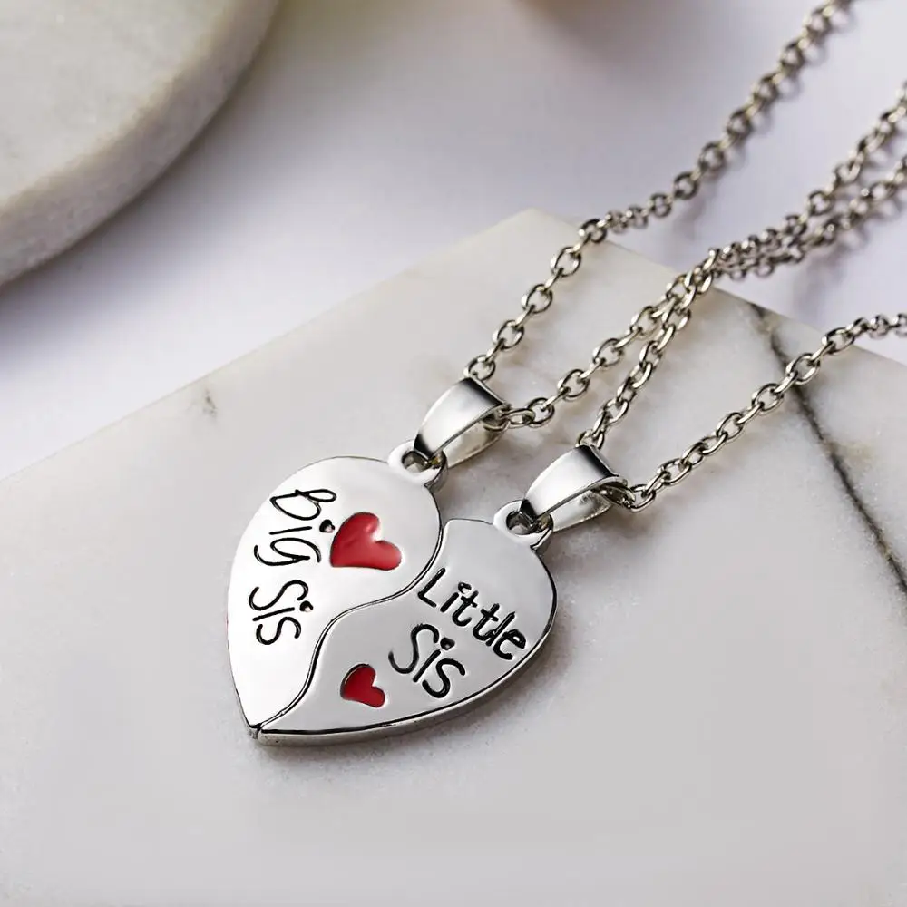 2 шт., ожерелье с подвеской в виде сердечка с надписью «Love», сочетающееся с двумя половинками, ожерелья с сердечками для влюбленных-сестер, подарок, ювелирные изделия, аксессуары