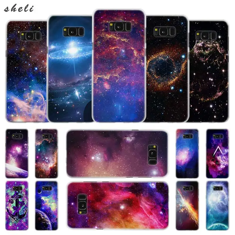 

Sheli Hot Moon Space Map Transparent Note 10 9 pro hard Case Cover for Samsung Galaxy S4 S5 S6 S7 S8 S9 Plus Edge Mini s10 lite