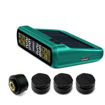 

Car TPMS Tire Pressure Alarm Monitor System 4 External Sensors PSI BAR Alert Real-time tire temperature Pressure Monitoring