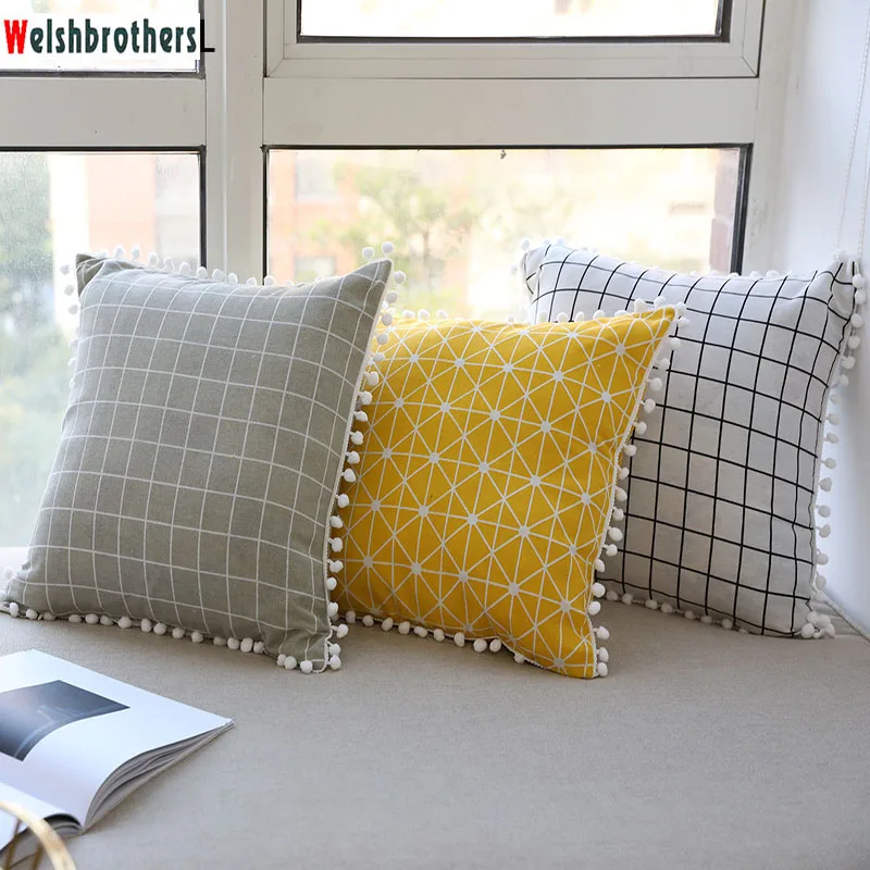 

2018 new modern linen print cushion pillowcase 45x45CM is the living room cushion