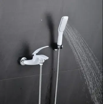 

Wall mounted bathroom crane black/white/green/orange/chrome bathtub faucet with hand shower bath & shower faucets torneiras