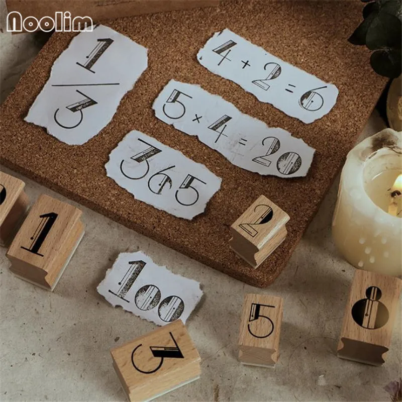 Винтажная деревянная месяц печатка с номерами набор украшение дневника Свадьба алфавит штамп месяц символ цифры печать