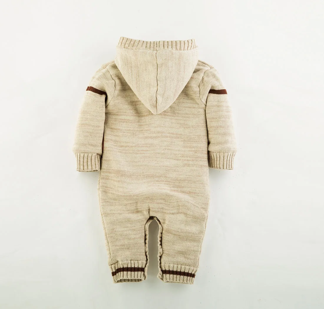 0-18 м Зимний Детский свитер хлопок толстый v-образный вырез однотонный трикотаж Комбинезоны Детская верхняя одежда ABS-1531