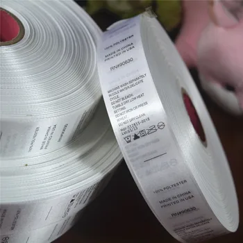 

OEM Custom curtain cloth washing labels White woven satin care label 30 mm* 120 mm MZ-6044