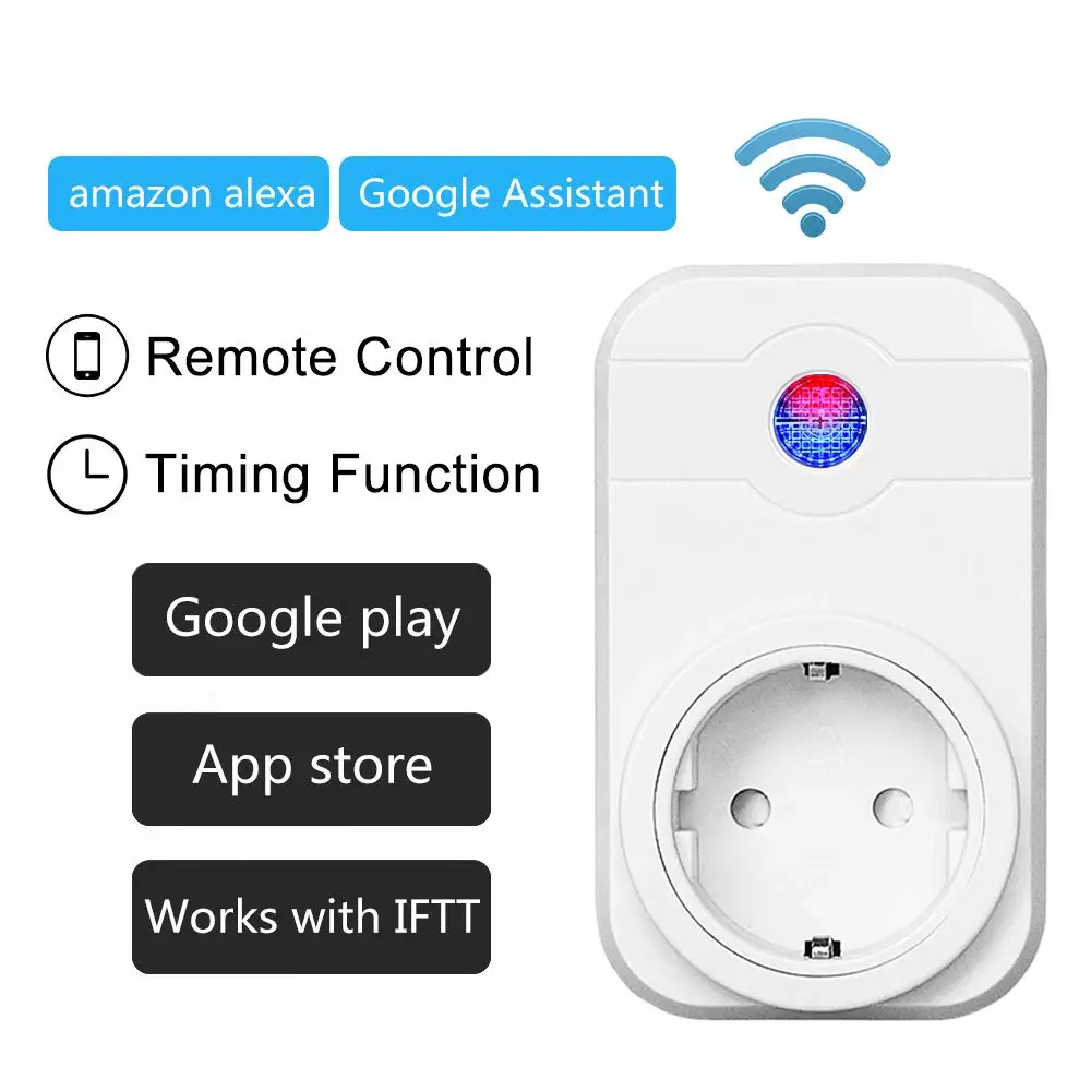 

WiFi Smart EU European Plug Switch Outlet Socket Work w/ Alexa Google Home Remote Control