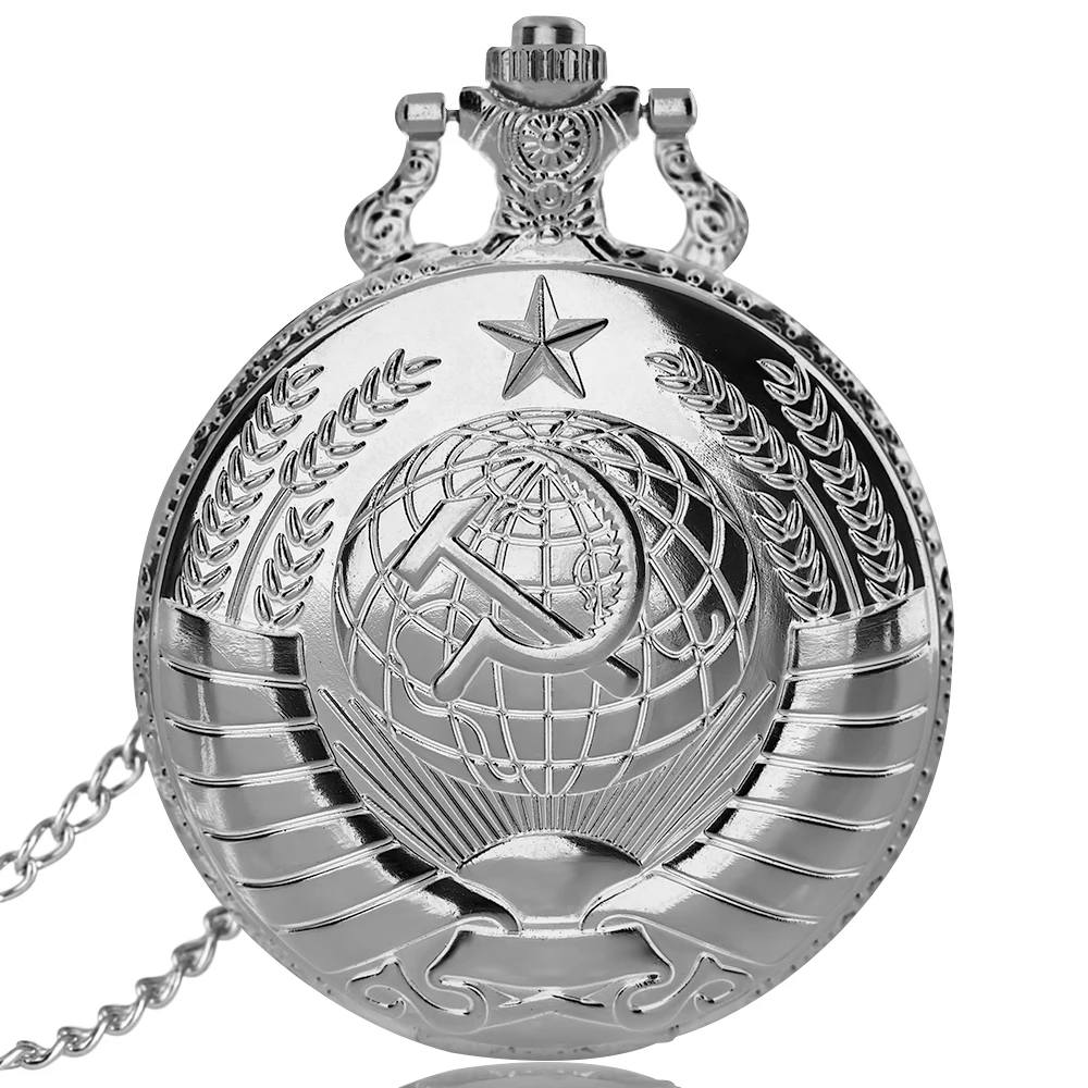 Retro Russia Soviet Union Russian Flag Hammer & Sickle Pocket Watch Hook Design Fashion Casual Necklace Chain Gift for Men Women 2017 Gifts (22)