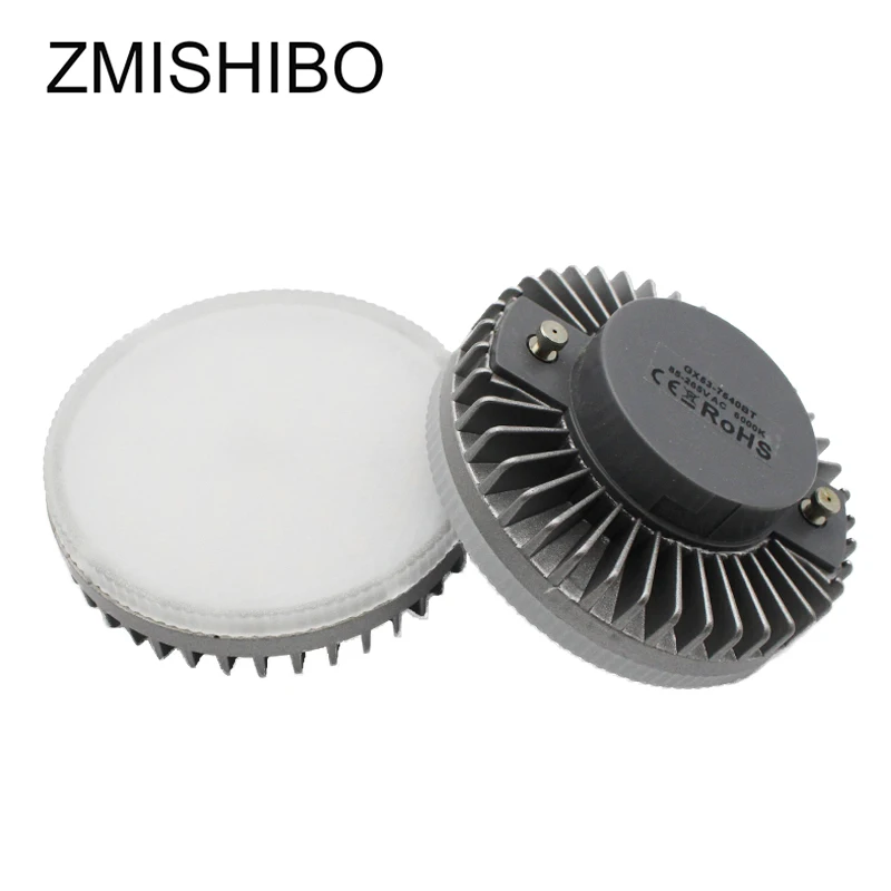 ZMISHIBO высокое качество GX53 светодиодный лампы 110-220V 8W 850lm Алюминий Корпус 3000/4000/6000K естественный белый молочно-белый Поликарбонат крышка Гостиная