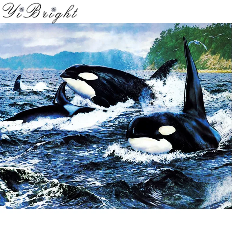 

5d diy Diamond Painting Cross Stitch seas and oceans whales Full Square Diamond Embroidery Fish Diamond Mosaic Home Decor YH