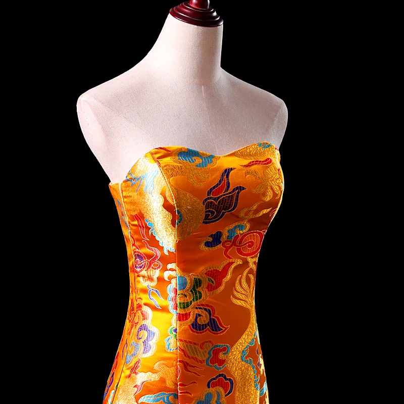 Sin tirantes vestido de noche de mujer 2019 nueva sirena chino vestido de noche elegante de vestidos de fiesta vestidos baratos - 5