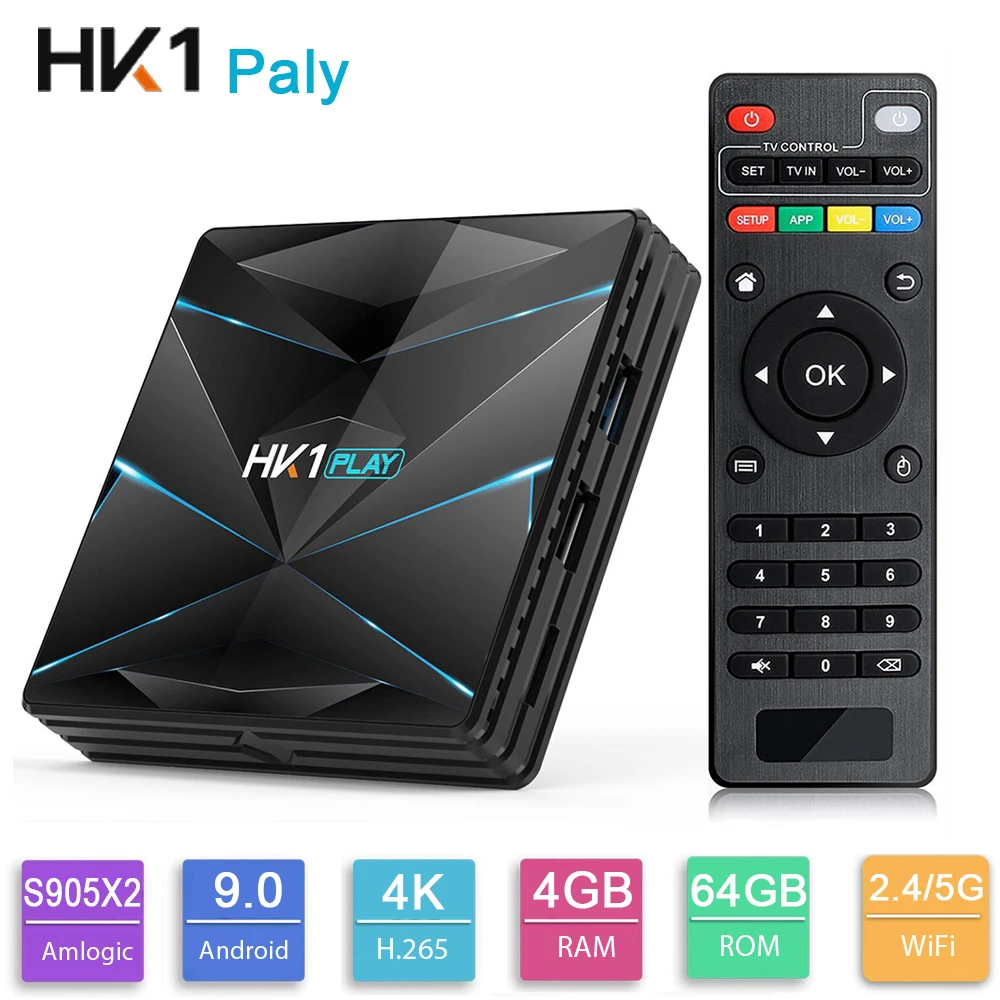 Оригинальная ТВ приставка HK1 Play Android 9 0 Amlogic S905X2 Четырехъядерный 4 ГБ 32 ГБ/64
