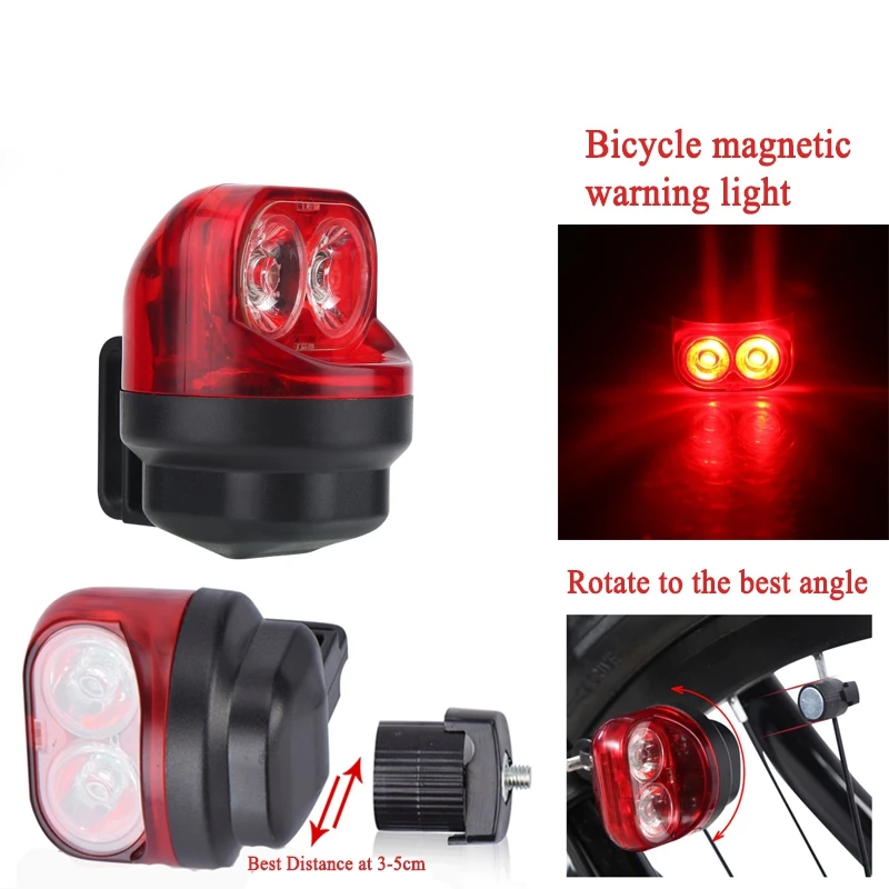 Magnetic Induction Riding Warning Mountain Bike Light Cycling Rear Front Tail Wheel Light With Holder Bicycle Accessor