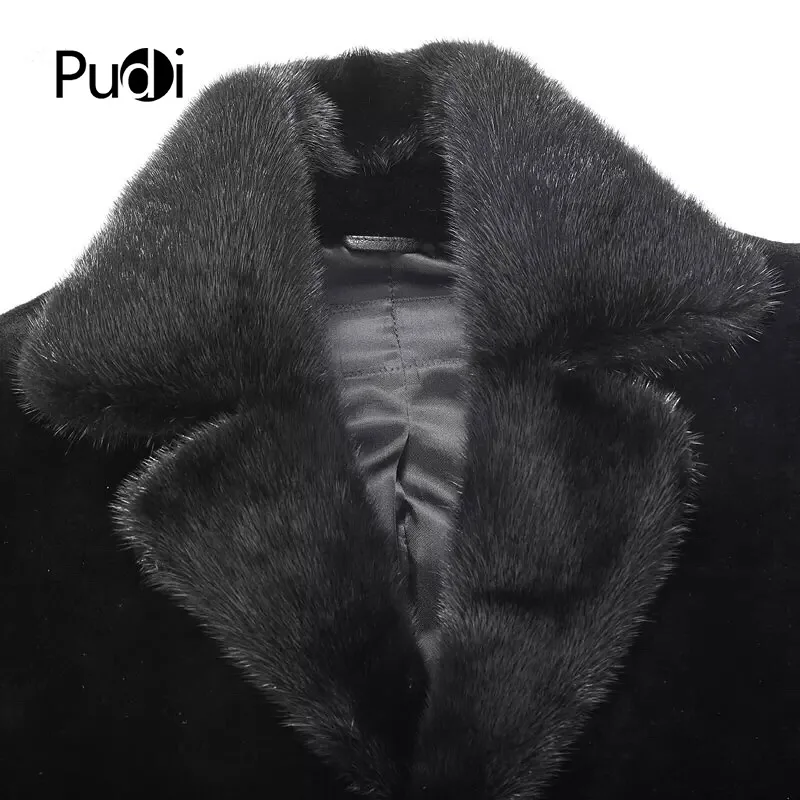 PUDI MT814 Мужская Новая мода шерсть куртки с норковым меховым воротником Осень Зима Повседневная Верхняя одежда