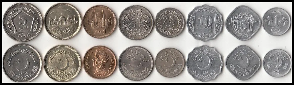 

Set 8Pcs Pakistan Coins set edition, Asia 100% Real and Original Coin for Collection